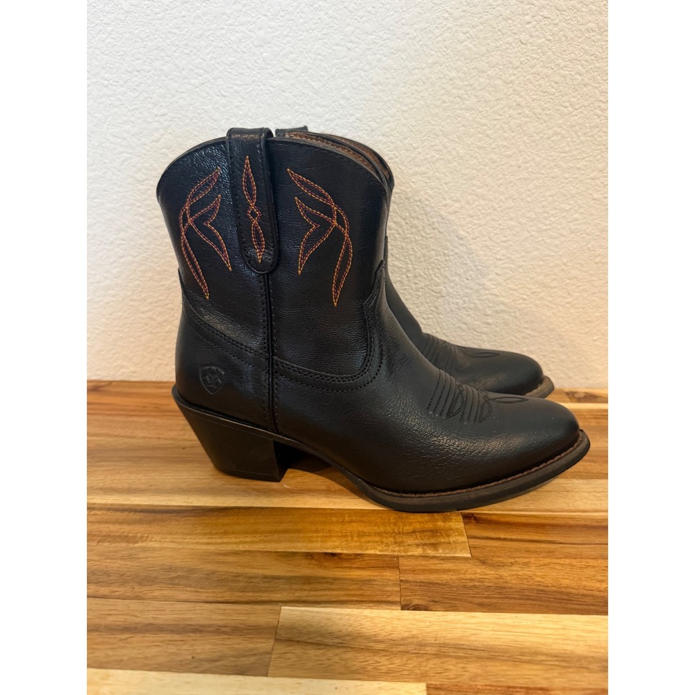 Ariat Darlin Black Leather Western Ankle Boots 10017325 Womens 7B - Picture 3 of 7